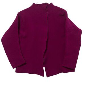 Eileen Fisher Boiled 100% Wool Jacket Size Large Hot Pink High Collar Women’s